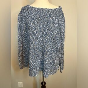 Sz XL Buffalo Davis Bitton wool blend blue knit speckled sweater side slits